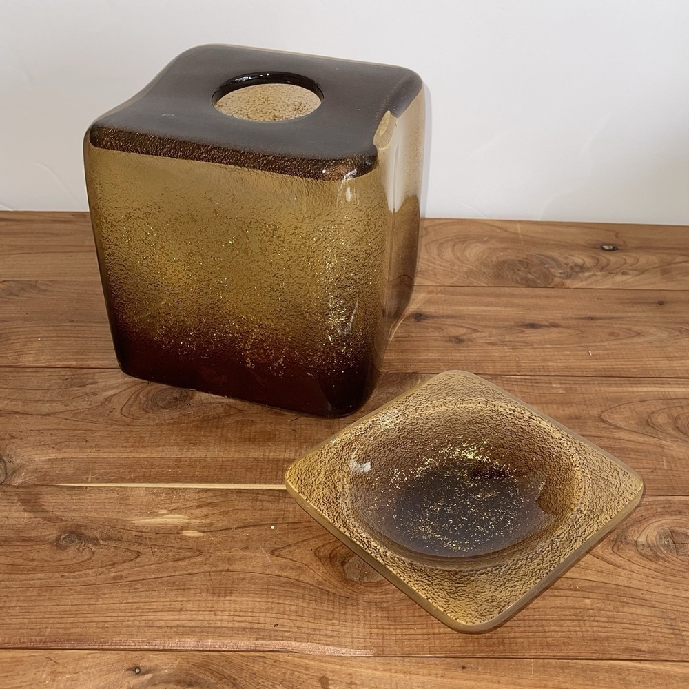 Contemporary Resin Amber Metallic Tissue Holder & Soap Dish Croscill Aquarius